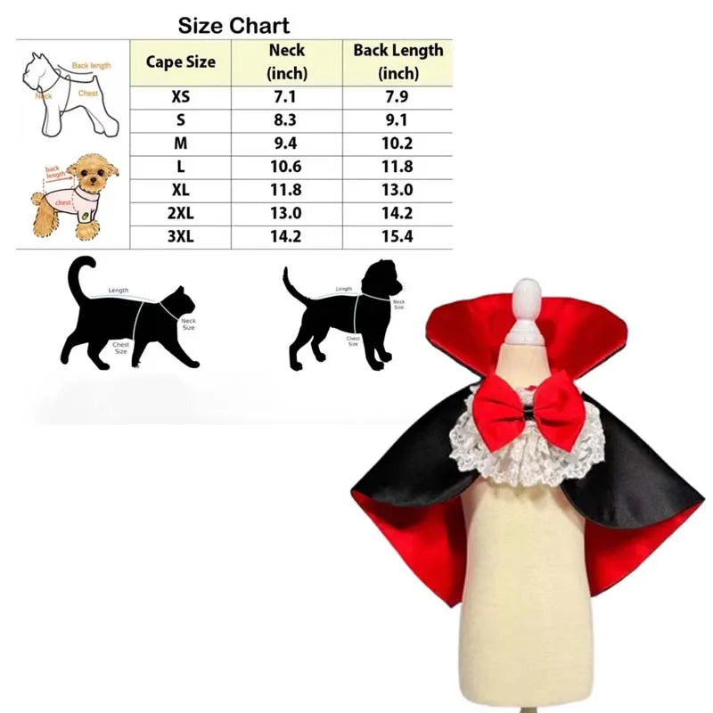 Halloween Vampire Cape Pet Clothes Outfits Holiday