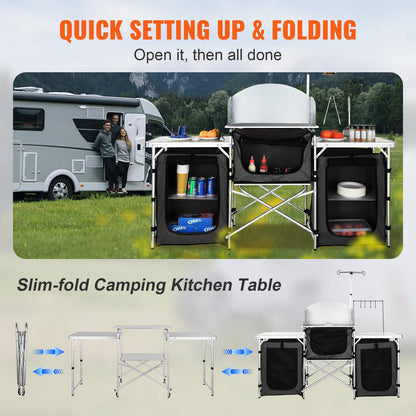 Outdoor Kitchen Table Cabinet Foldable Storage Rack