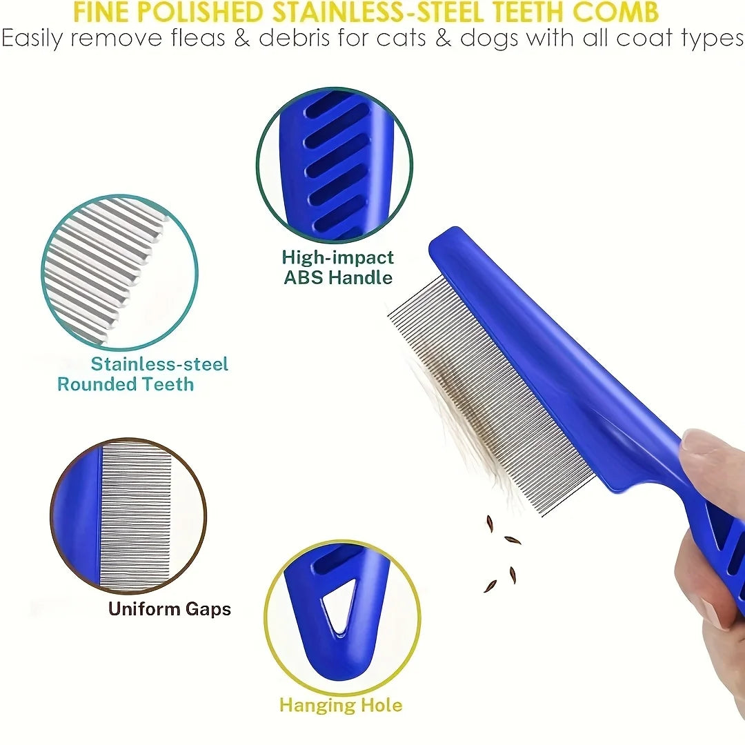 Stainless Steel pet Comb with Round Teeth