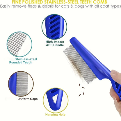Stainless Steel pet Comb with Round Teeth
