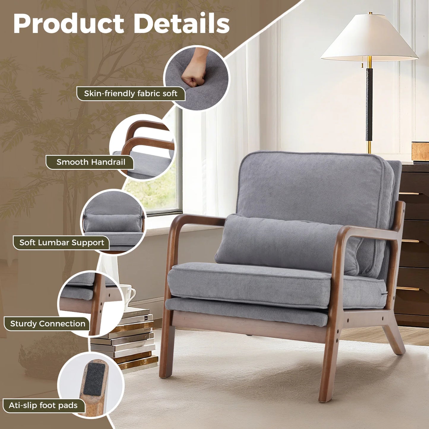 Mid Century Modern Accent Chair with Arms