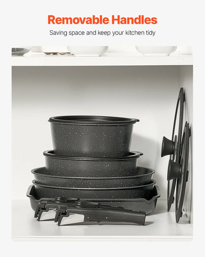 17 Pcs Nonstick Cookware Set Granite Pots/Pans