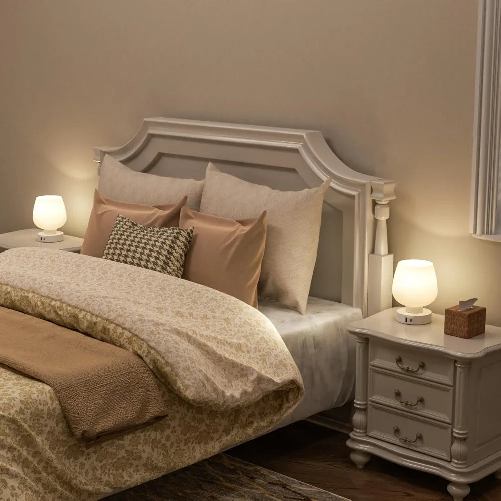 2 Touch Table Lamps with USB C+A Charging Ports