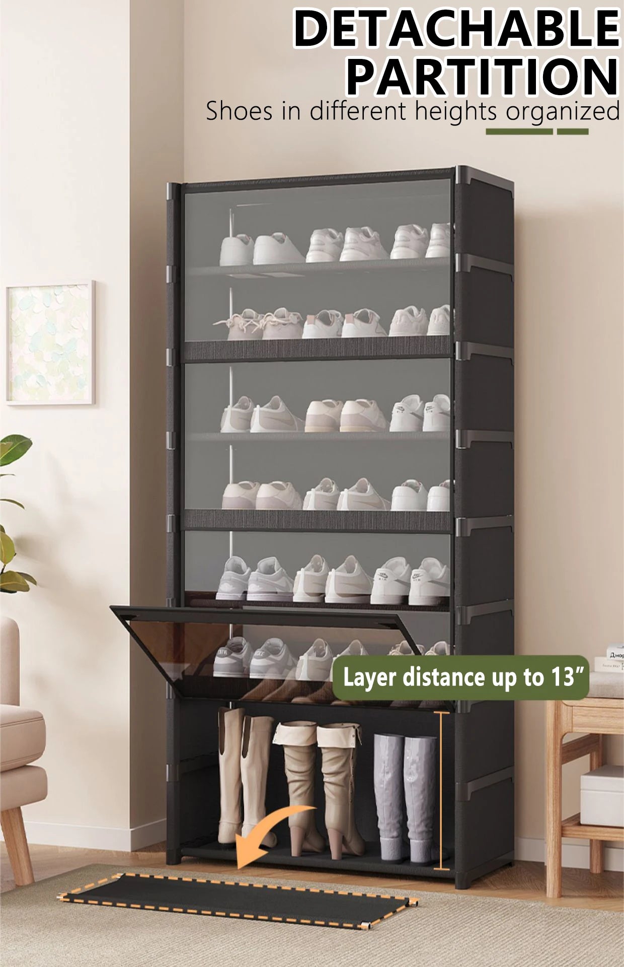5/7-Layer Dustproof Shoe Cabinet and Organizer Rack