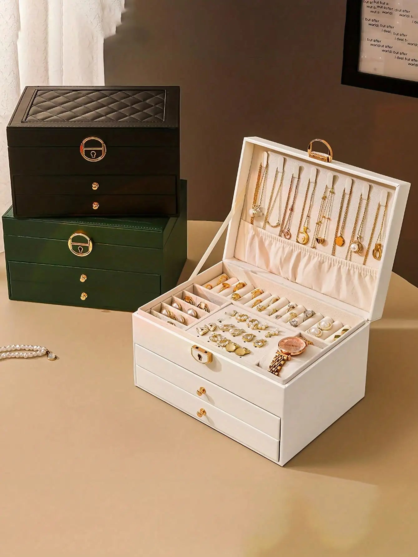 3-Layer Leather Jewelry Box Gift for Women