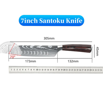 9 types of Stainless Steel Kitchen Knife,Japanese Chef Knife,Meat Cleaver,Santoku,Bread,Boning,Slicing,Fruit Knife with Gift Box