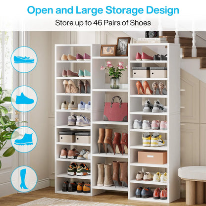 14-Tier Freestanding Tall Shoe Rack and Storage Cabinet