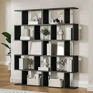 White 5-Tier Geometric Bookcase Decorative Display Shelf