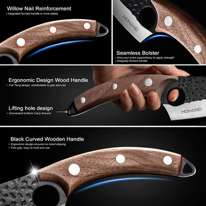 ZENG Stainless Steel Hand Forged Knife Cleaver Chef Cooking Cutter Fruit Slicing Meat Cutting Knife Cover