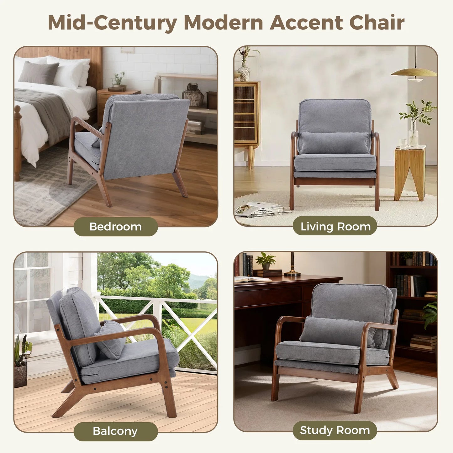 Mid Century Modern Accent Chair with Arms