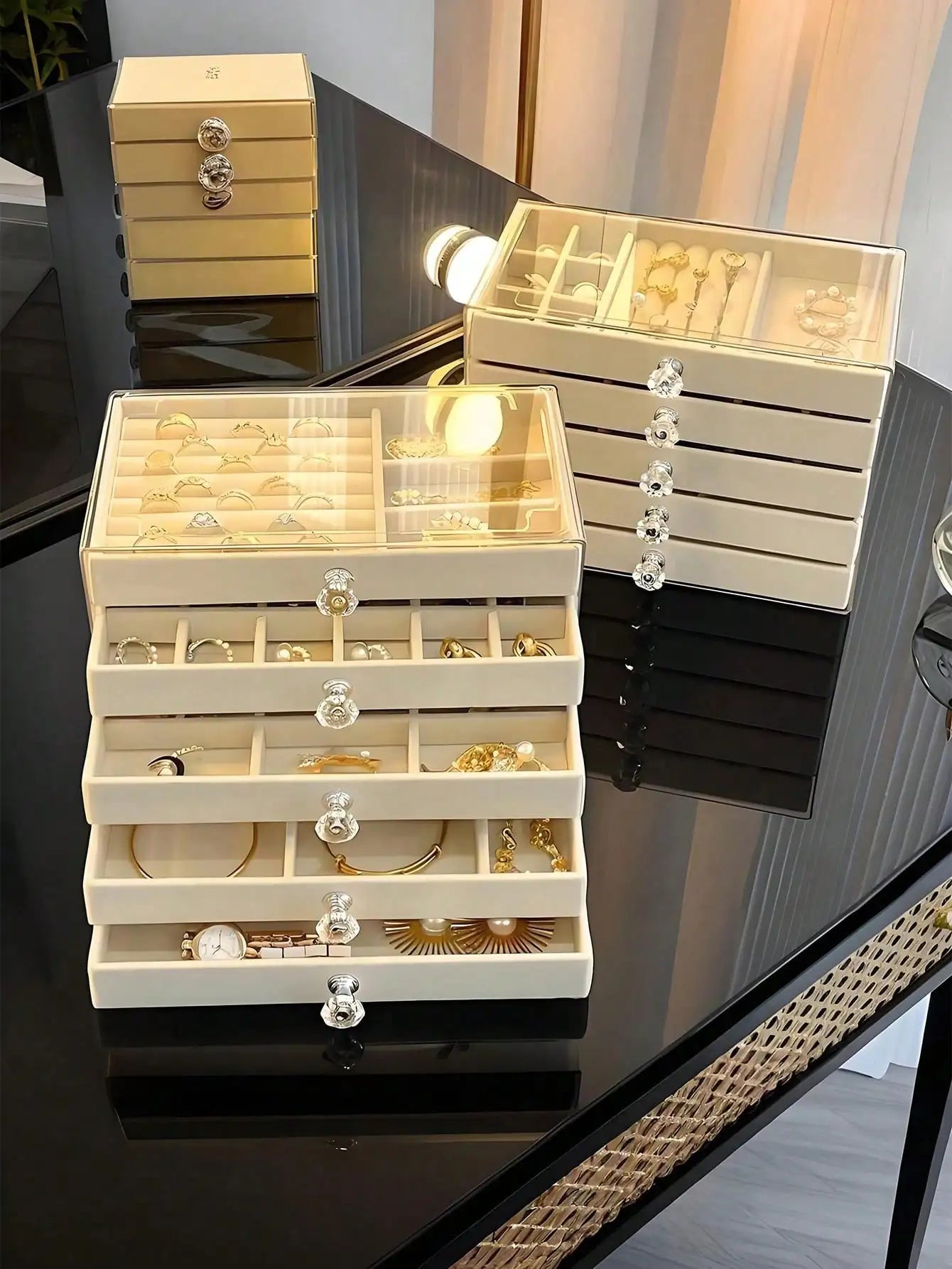 5-Layer Acrylic Velvet Jewelry Box Women's gift