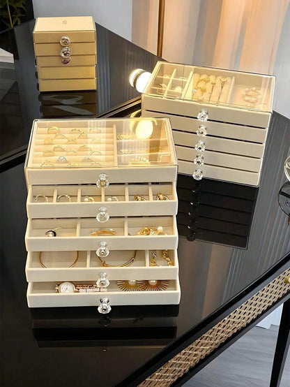 5-Layer Acrylic Velvet Jewelry Box Women's gift