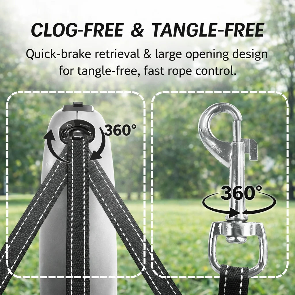 Retractable Dog Leash with 360° Tangle-Free Design