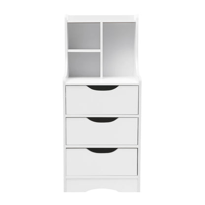 White Nightstands Bedside Table with 3 Drawers