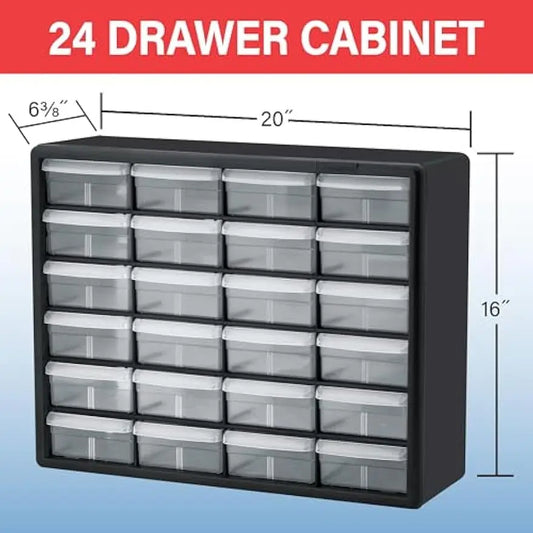 24-Drawer Plastic Storage Cabinet for Home/Garage Organization