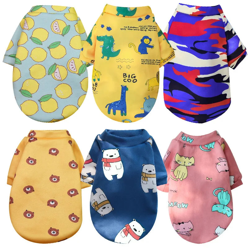 Custom Printed Cartoon Pet Clothes Fleece-Lined