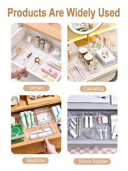 Clear Drawer Organizer Set Makeup Jewelry Kitchen
