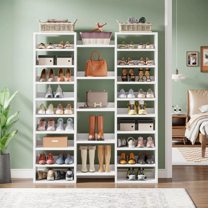 14-Tier Freestanding Tall Shoe Rack and Storage Cabinet
