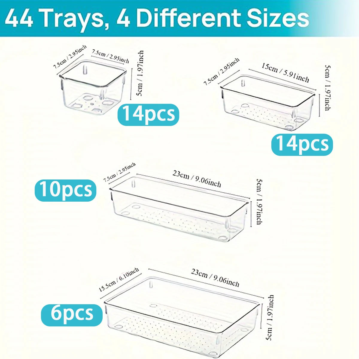 Multifunctional Clear Plastic Drawer Organizer Storage Set