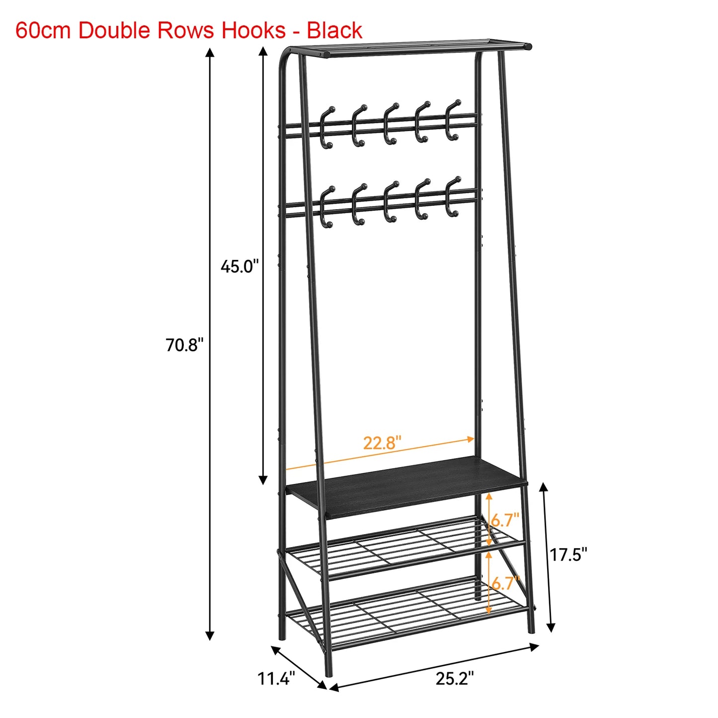 Entryway Bench with Coat and Shoe Rack
