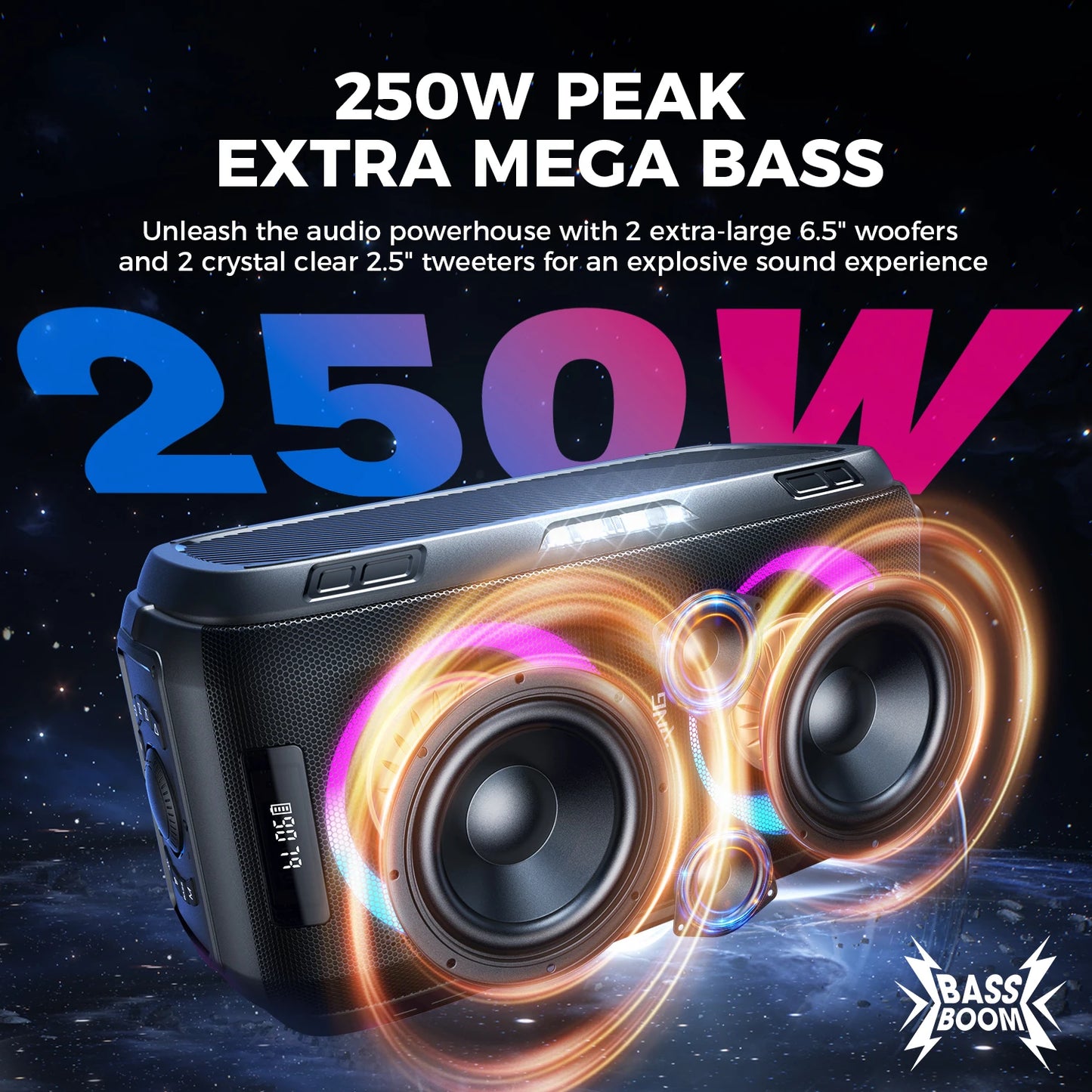 W-KING 250W PEAK Large Bluetooth Speaker Wireless