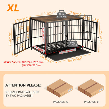 Furniture Style Dog/Pet Kennel with Removable Tray