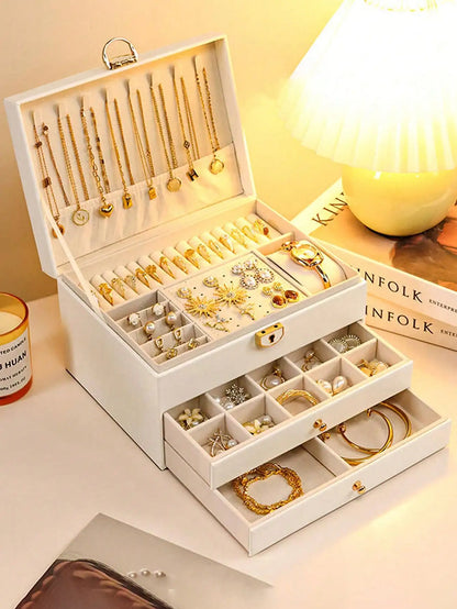 3-Layer Leather Jewelry Box Gift for Women