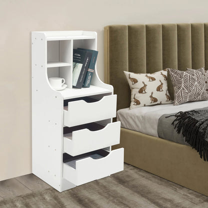 White Nightstands Bedside Table with 3 Drawers