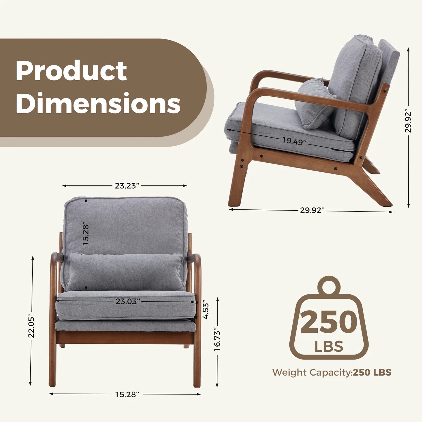 Mid Century Modern Accent Chair with Arms
