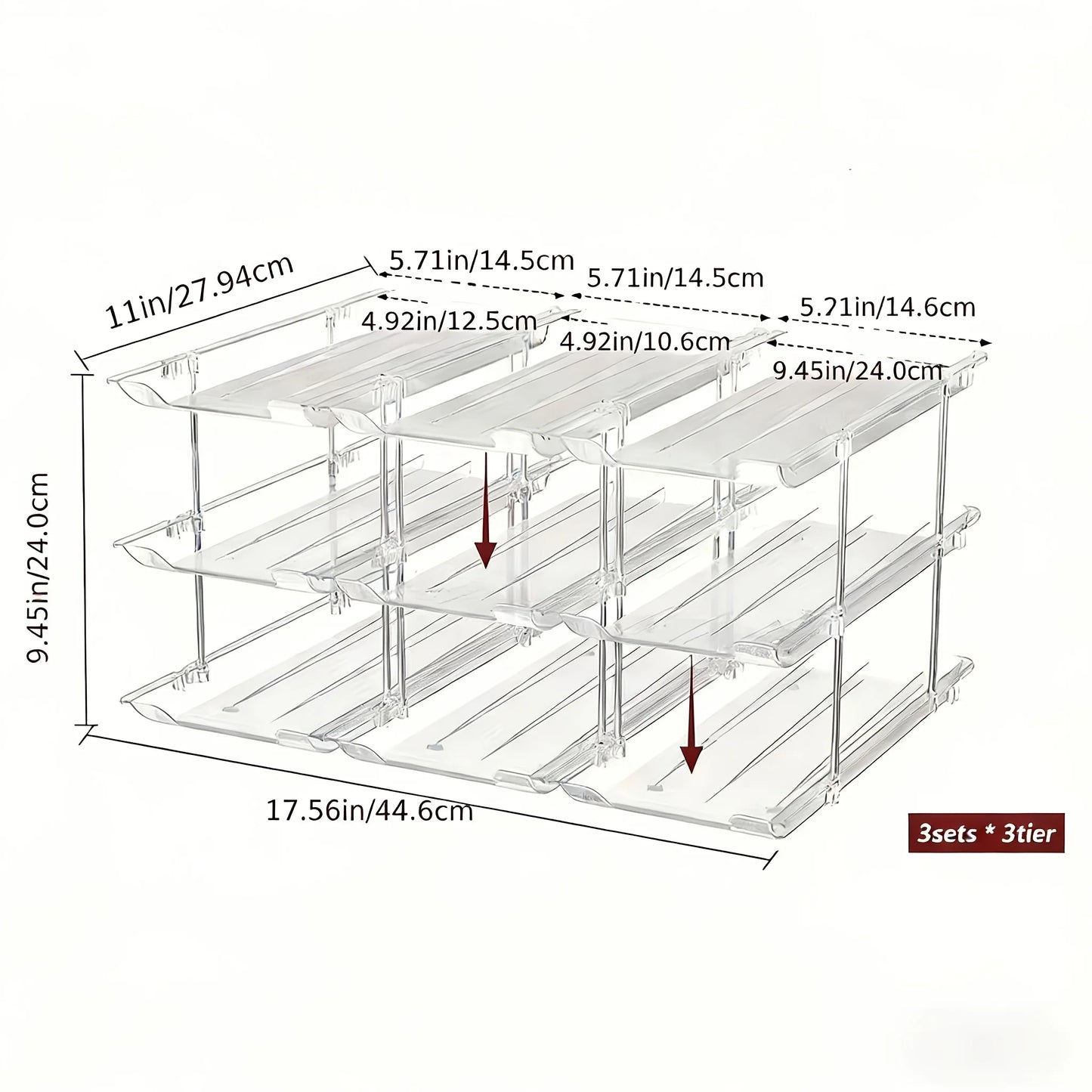 3-Tier 36-Capacity Stackable Rolling Can Organizer