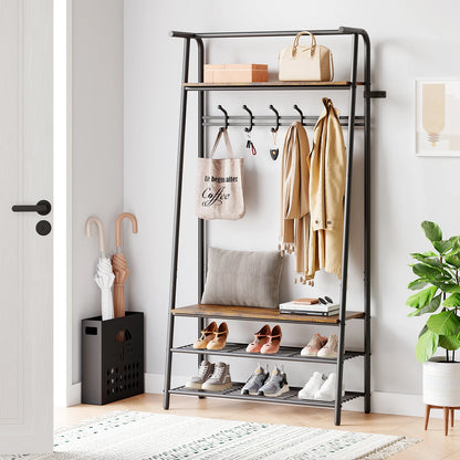 Entryway Bench with Coat and Shoe Rack