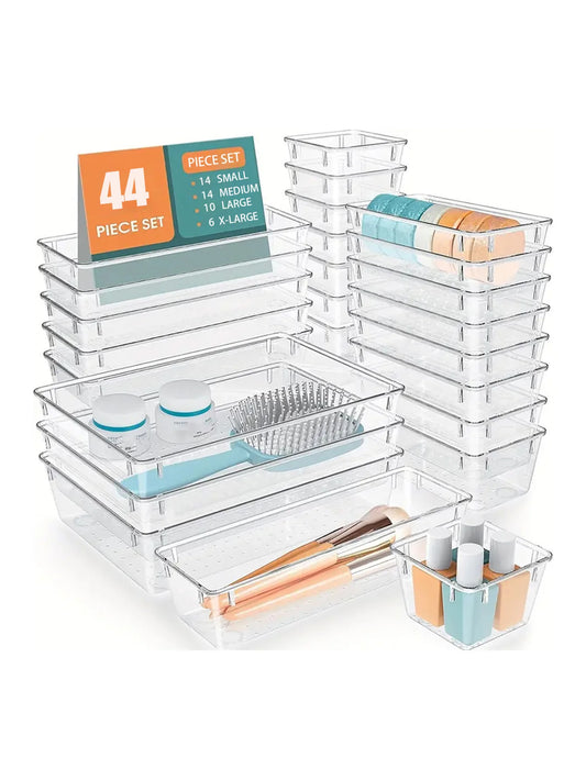 Multifunctional Clear Plastic Drawer Organizer Storage Set