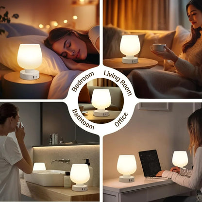 2 Touch Table Lamps with USB C+A Charging Ports
