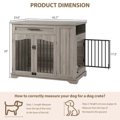 Furniture Style Dog Crate With Storage/Feeding Station