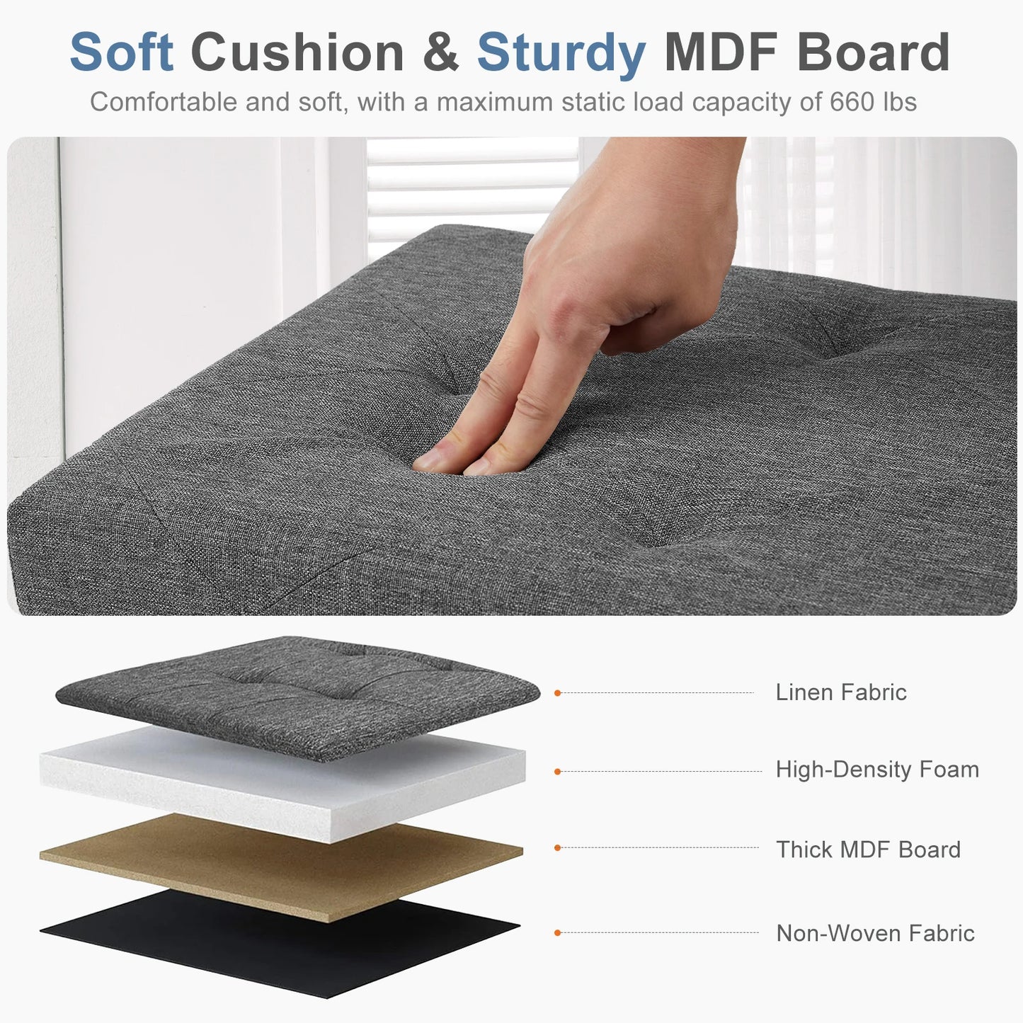 Folding Storage Ottoman Hidden Storage Footstool Bench