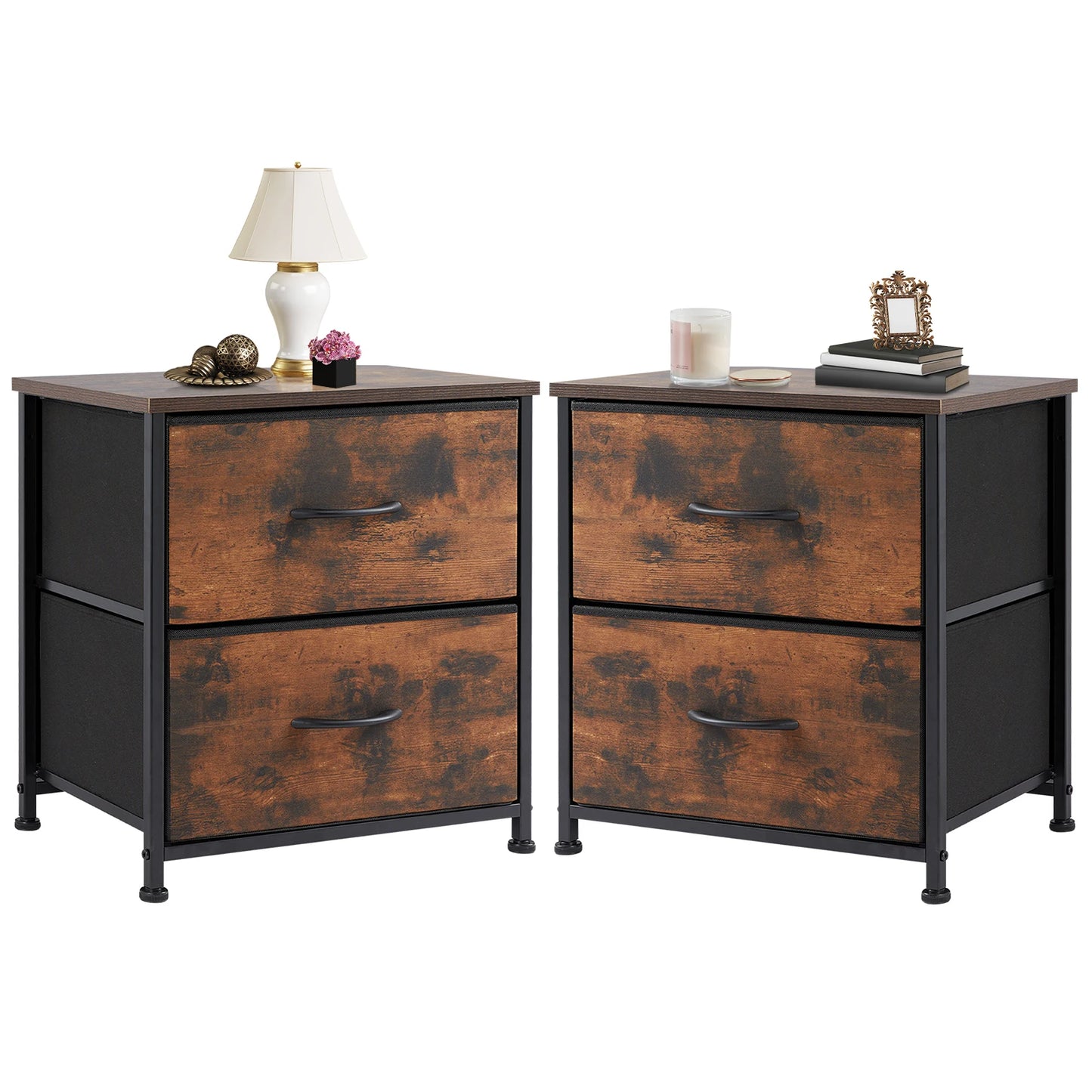 2 Drawer Bedside Coffee Sofa Tea Table Storage