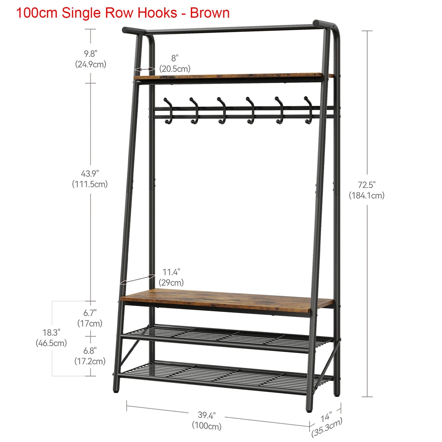 Entryway Bench with Coat and Shoe Rack