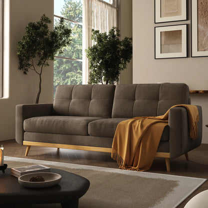 Mid-Century Modern Loveseat Sofa with Wooden Legs