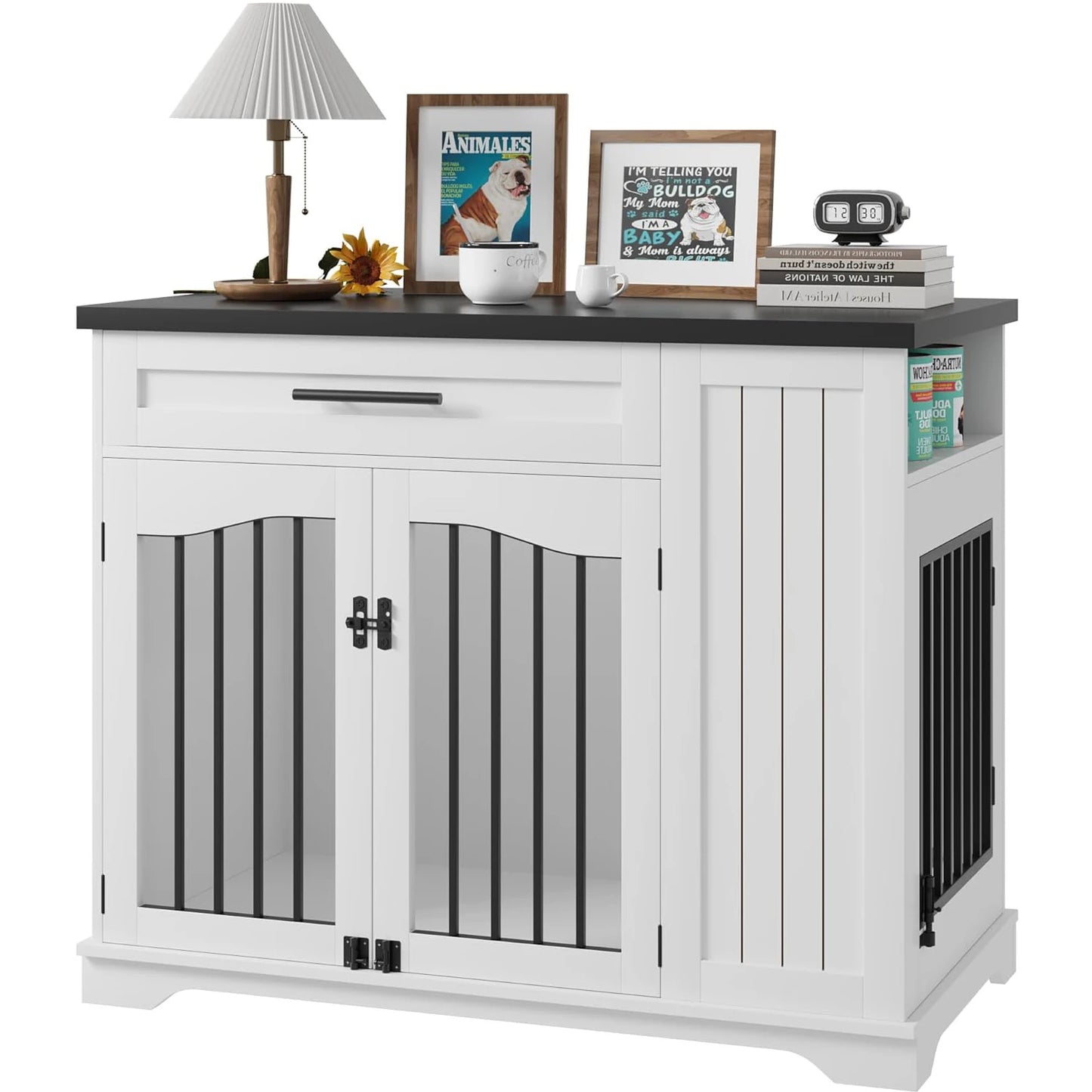 Furniture Style Dog Crate With Storage/Feeding Station