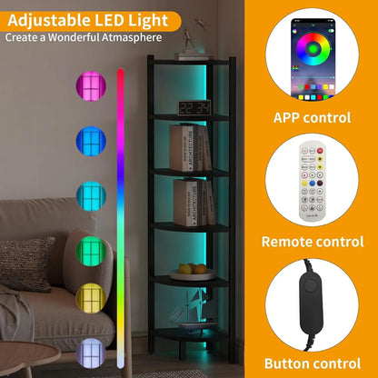6-Tier Corner Shelf with LED Lights Display