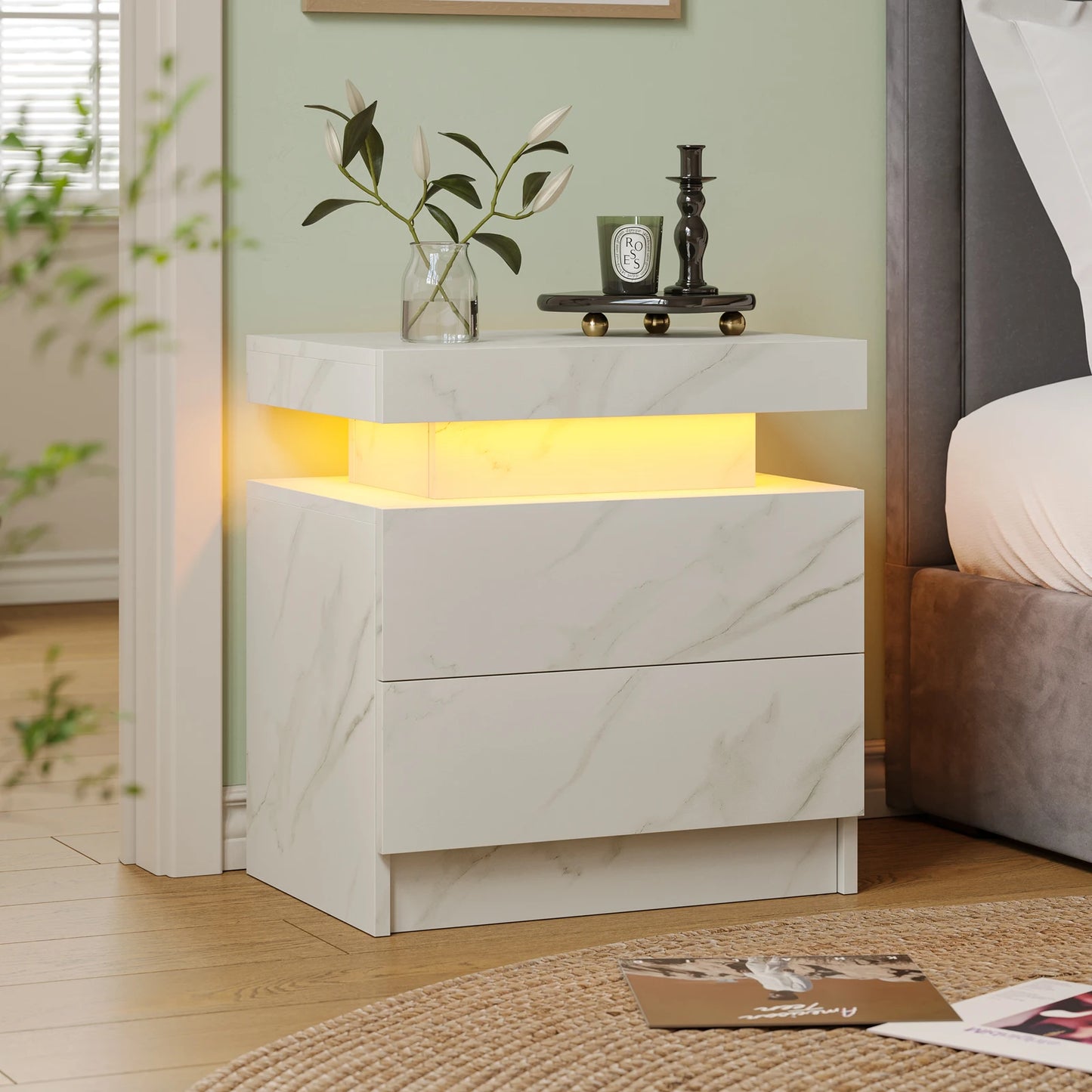 EndTable with LED Lights for Bedroom/Living Room