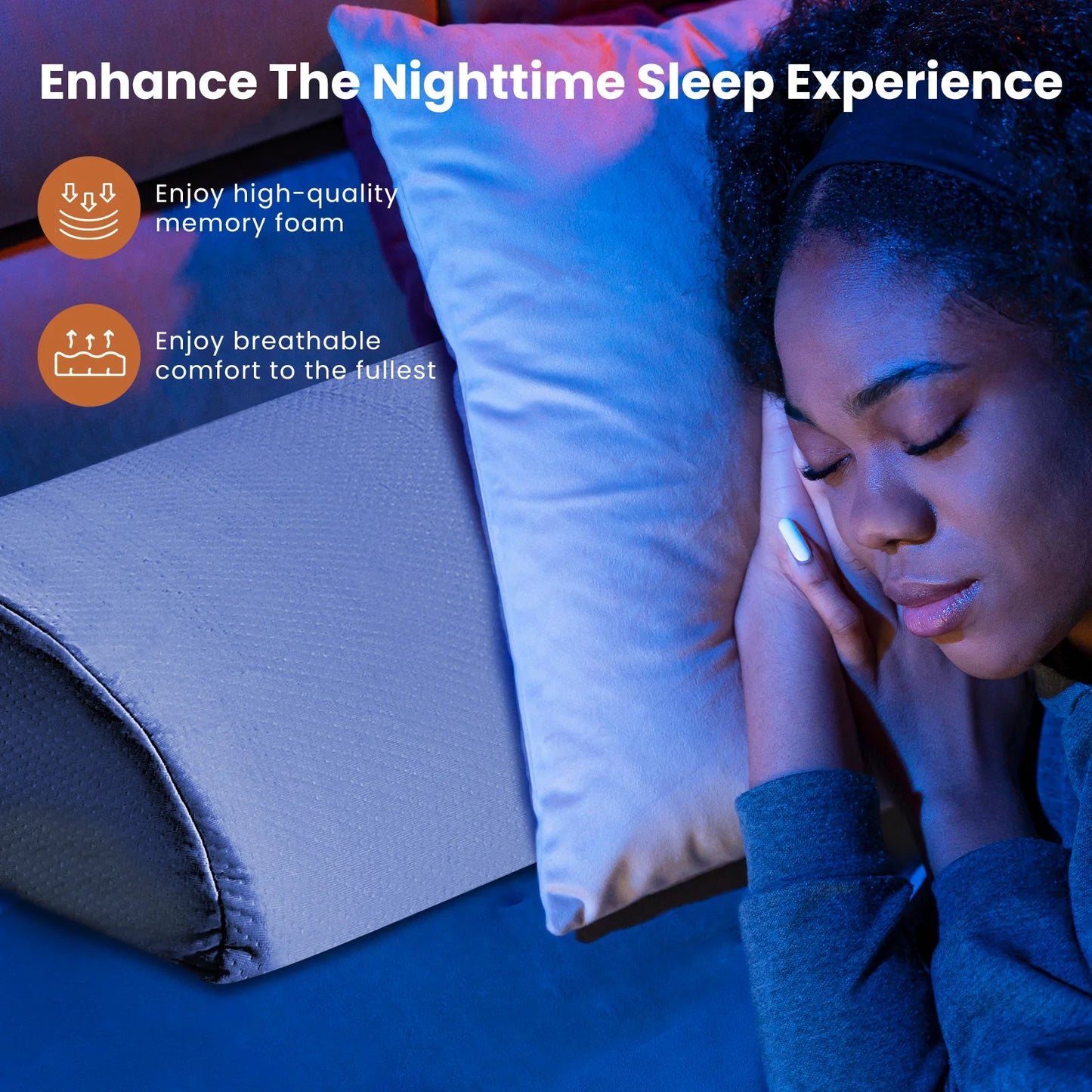 Headboard Wedge Pillow Memory Foam Washable Cover