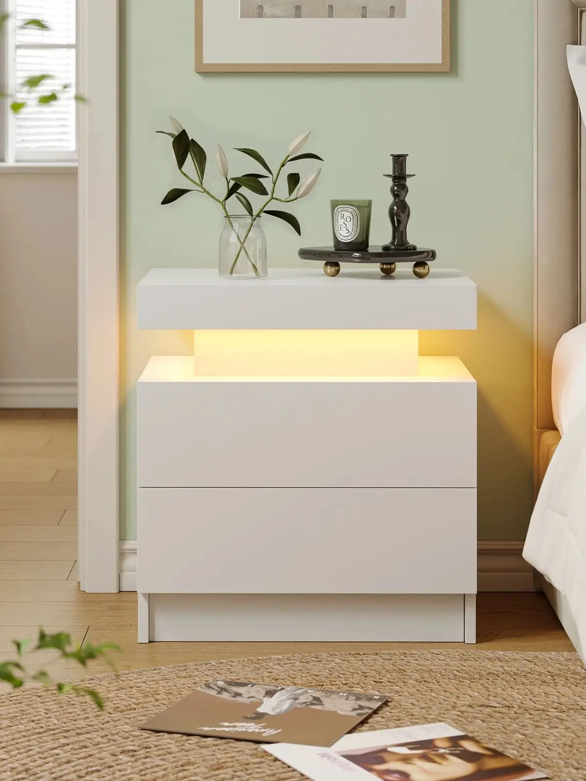 EndTable with LED Lights for Bedroom/Living Room