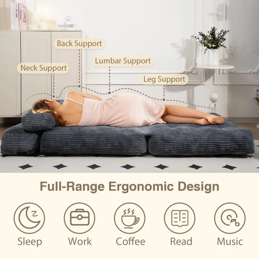 Convertible Sofa Bed with HighDensity Support Foam