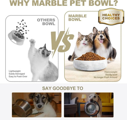 Heavy Duty Large Non-Slip Marble Dog Bowl