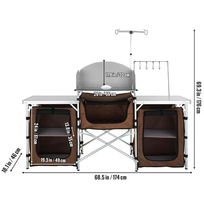 Outdoor Kitchen Table Cabinet Foldable Storage Rack