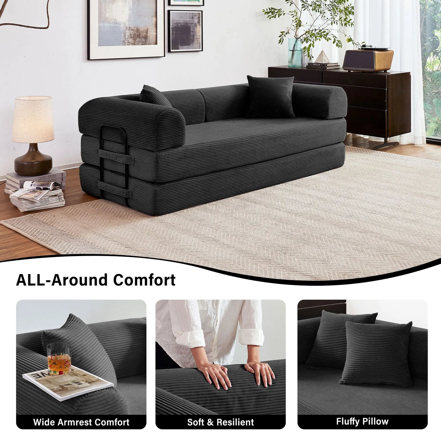 Boneless Couch Foldable Convertible Futon Sleeper Sofa