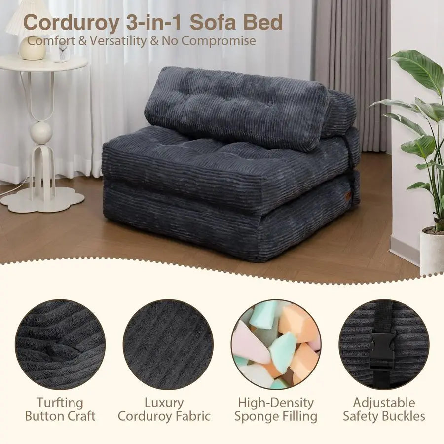 Convertible Sofa Bed with HighDensity Support Foam