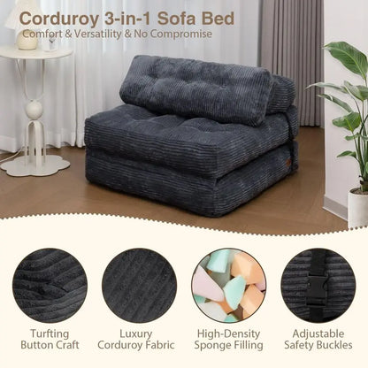 Convertible Sofa Bed with HighDensity Support Foam
