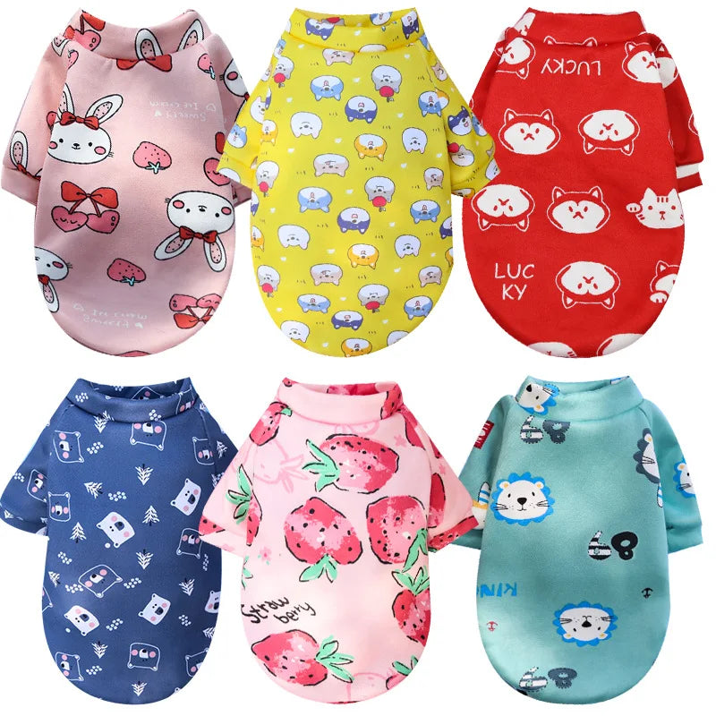 Custom Printed Cartoon Pet Clothes Fleece-Lined